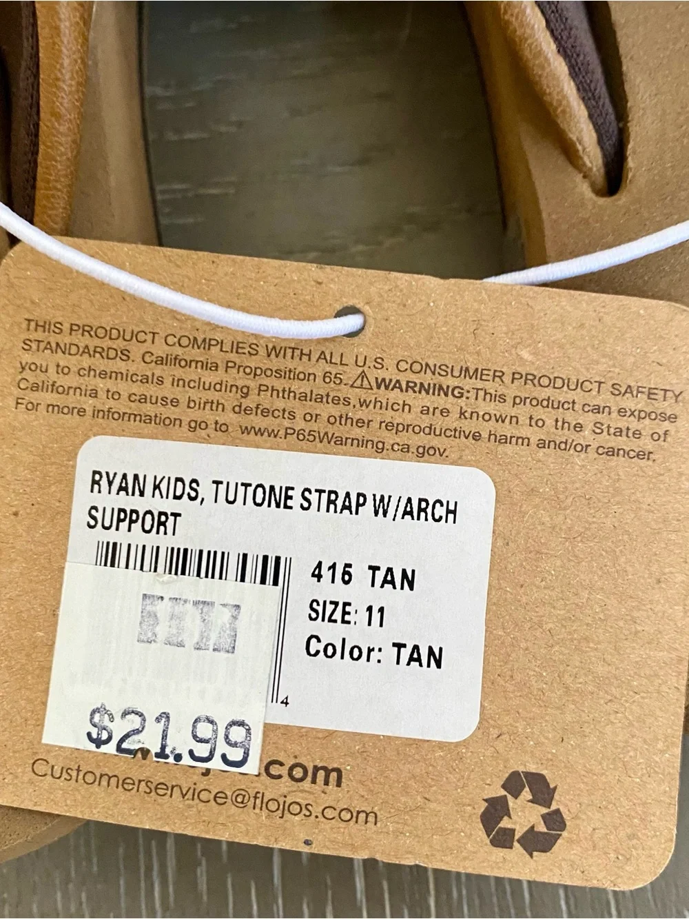 Flojos Brown Kids Sandals with Tan Stitching